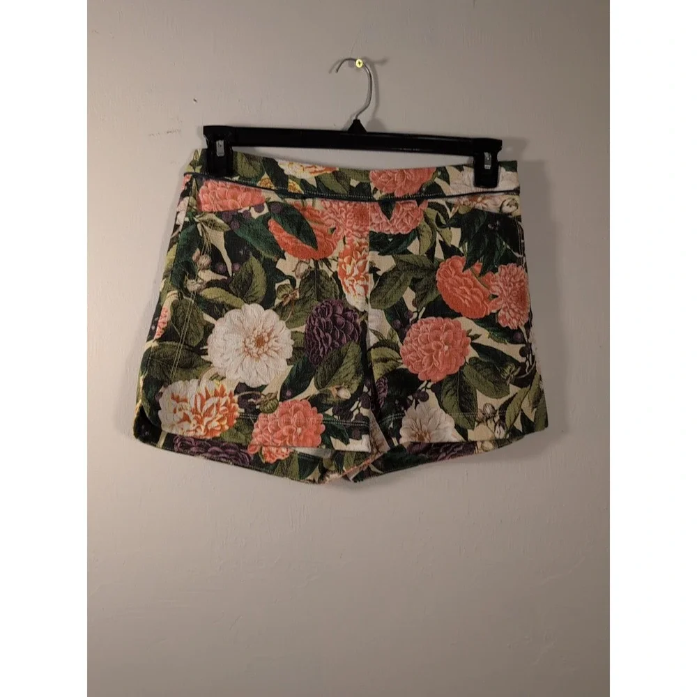 Anthropologie Elevenses Shorts Floral Bloom Side‎ Zip Pockets Size 4